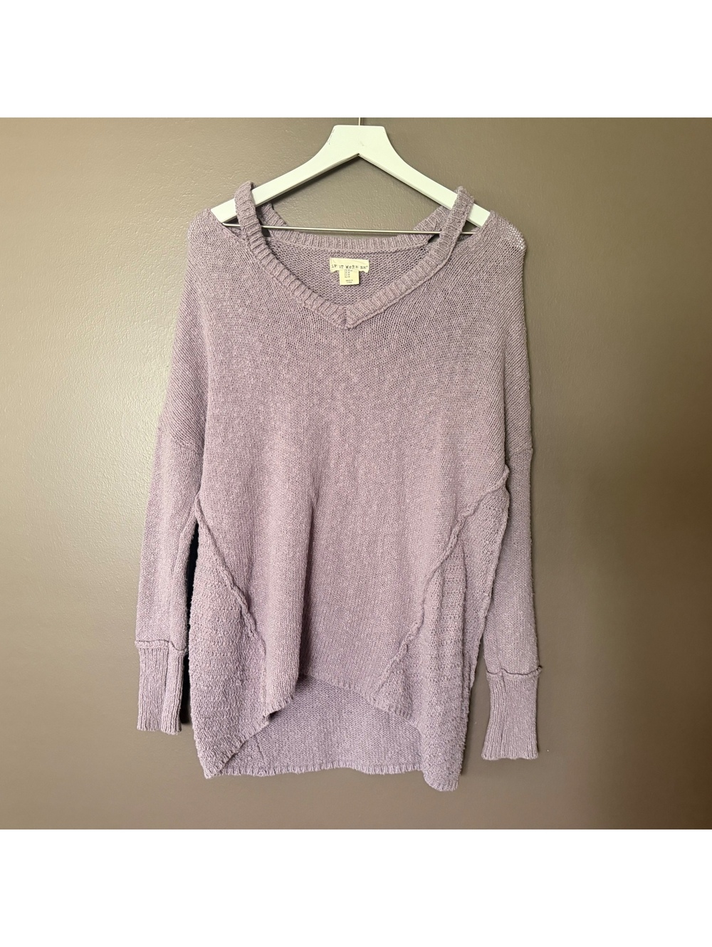 If It Were Me Lavender Cutout Shoulder Oversized Knit Sweater M